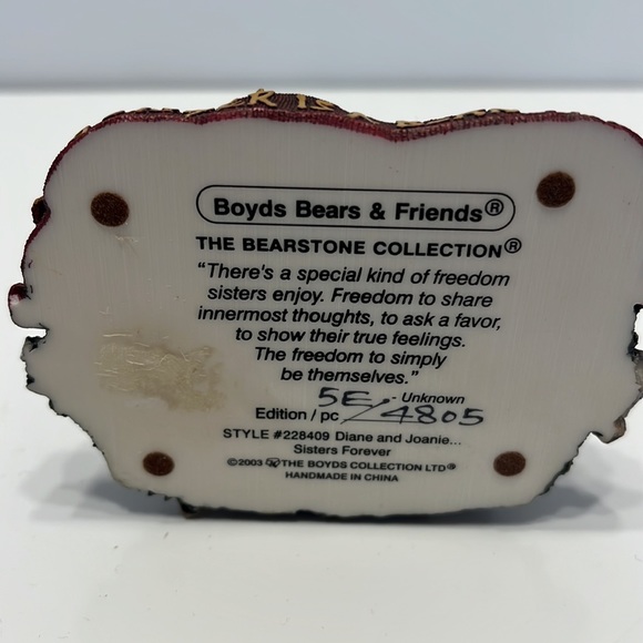Boyds Bears & Friends Bearstone Collection Diane & Joanie Sisters Forever - Picture 3 of 4